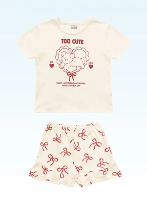 Fakini Kids - Conjunto Pijama Blusa/Shorts Bege - FAKINI KIDS