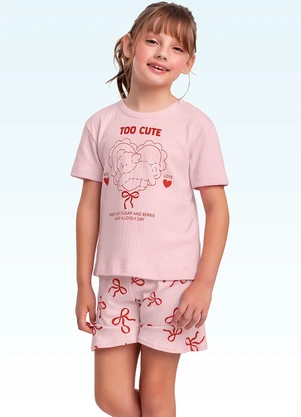 Fakini Kids - Conjunto Pijama Blusa/Shorts Rosa - FAKINI KIDS