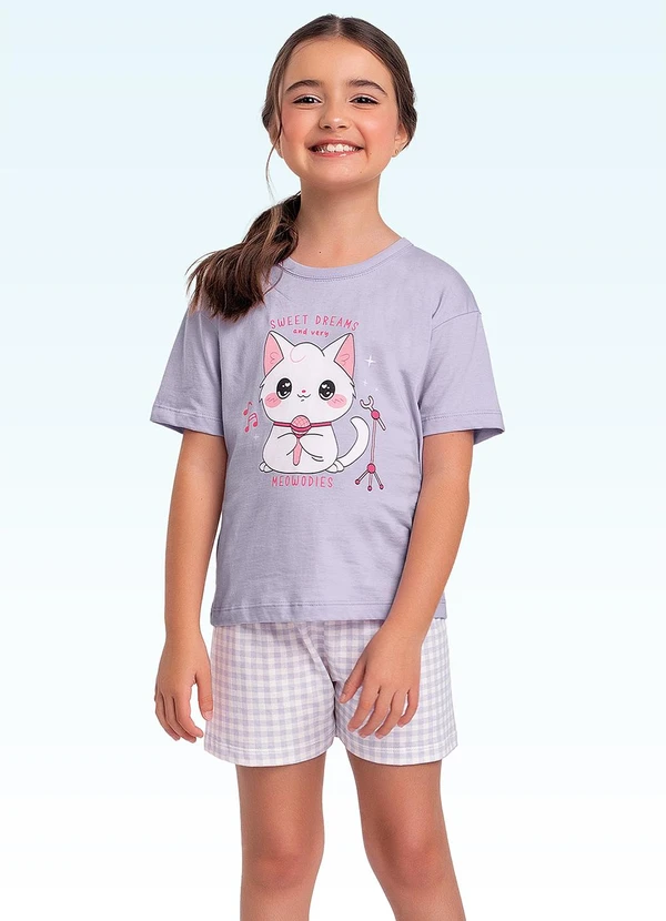 Fakini Kids - Conjunto Pijama Blusa/Shorts Roxo