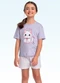 Fakini Kids - Conjunto Pijama Blusa/Shorts Roxo - variação: Roxo
