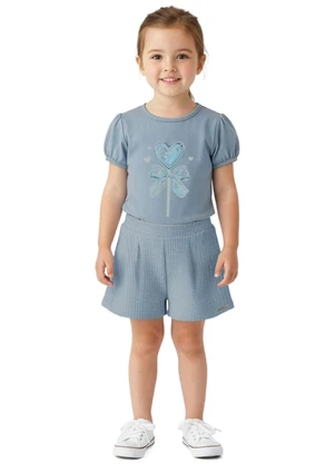 Carinhoso - Conjunto Pirulito com Malha Texturizada Azul - CARINHOSO