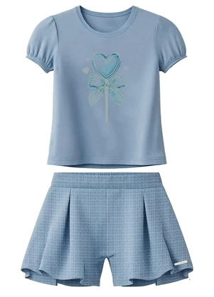 Carinhoso - Conjunto Pirulito com Malha Texturizada Azul - CARINHOSO