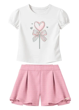 Carinhoso - Conjunto Pirulito com Malha Texturizada Branco - CARINHOSO