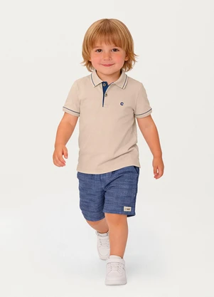Carinhoso - Conjunto Polo com Bordado Bege - CARINHOSO