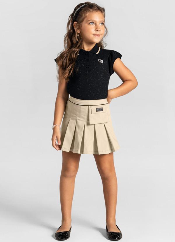Brandili Mundi - Conjunto Polo Infantil Menina Preto