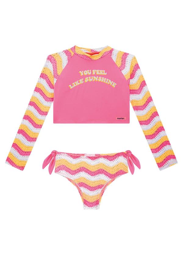Marlan - Conjunto Praia Blusa e Tanga Proteção Uv50+ Rosa