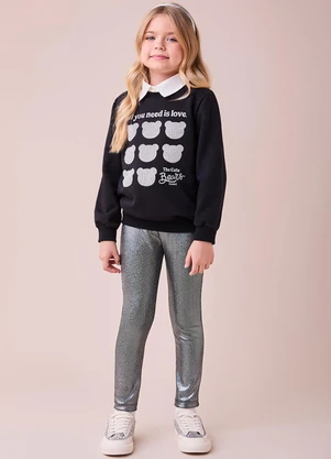 Momi - Conjunto Prata com Strass e Brilho Preto - MOMI