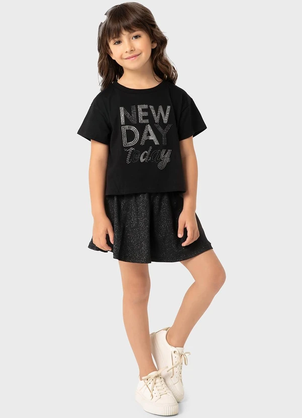 Carinhoso - Conjunto Preta New Day Today com Glitter Menina