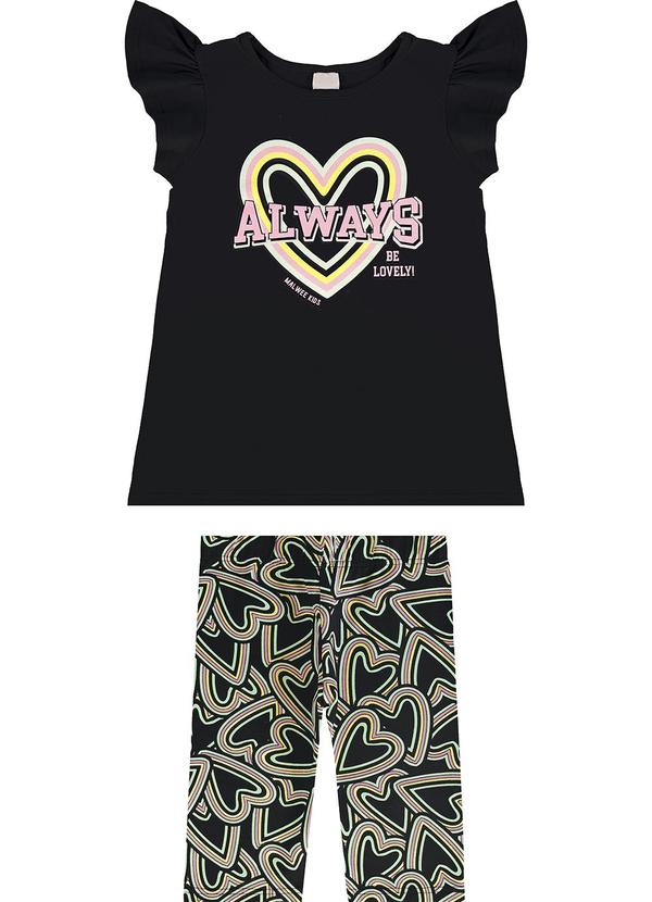 Malwee Kids - Conjunto Preto Always Be Lovely