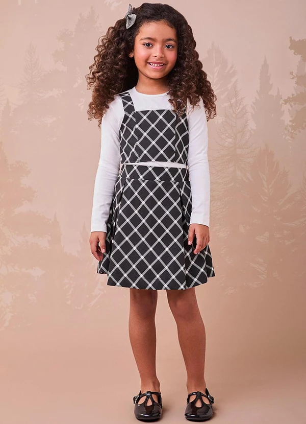 Momi - Conjunto Preto com Estampa Geométrica Branco