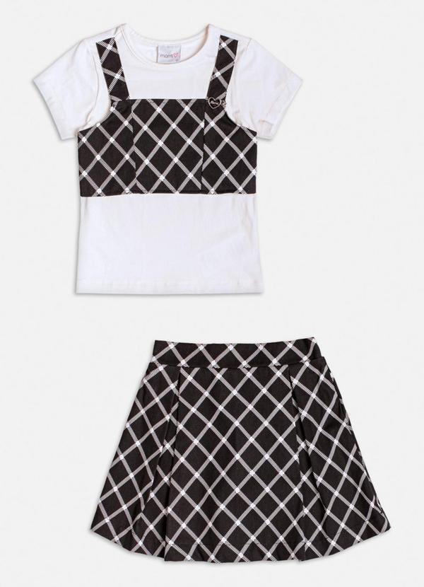 Momi - Conjunto Preto com Estampa Geométrica Branco