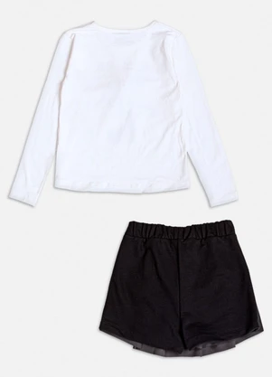 Momi - Conjunto Preto com Laço de Moletom Branco - MOMI