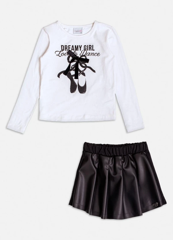 Momi - Conjunto Preto com Laço de Moletom Branco