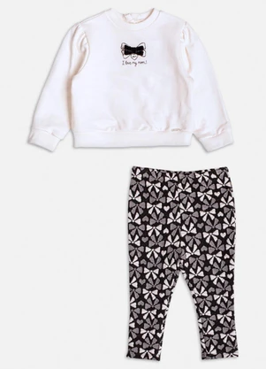 Momi - Conjunto Preto com Laços Branco - MOMI