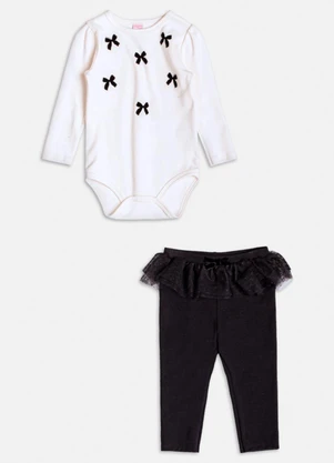 Momi - Conjunto Preto com Laços e Tule Branco - MOMI