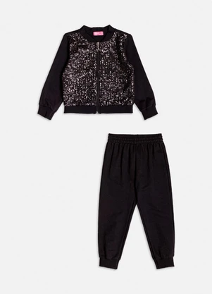 Momi - Conjunto Preto com Paetê de Moletom Preto - MOMI