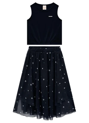 Carinhoso - Conjunto Preto Corações em Tule Menina - CARINHOSO