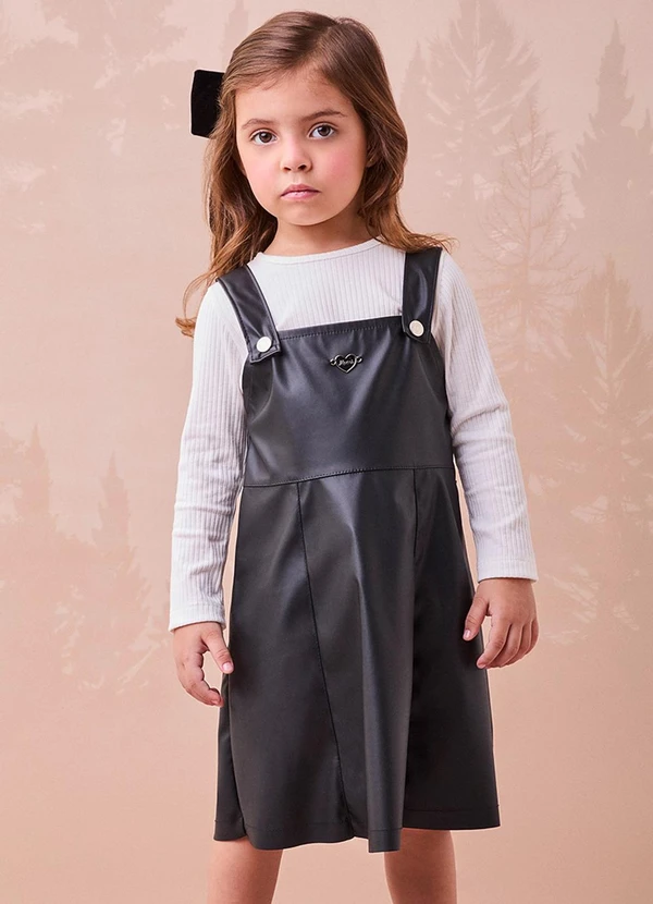 Momi - Conjunto Preto Fake Leather Branco