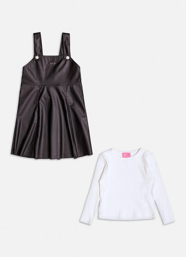 Momi - Conjunto Preto Fake Leather Branco 4