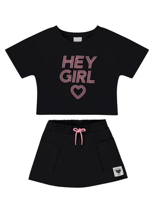 Malwee Kids - Conjunto Preto Hey Girl Menina - MALWEE KIDS