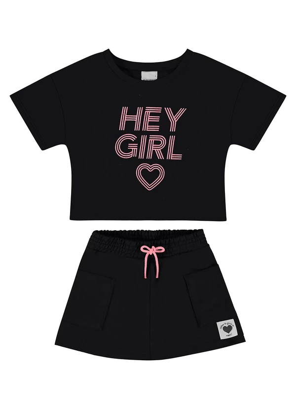 Malwee Kids - Conjunto Preto Hey Girl Menina