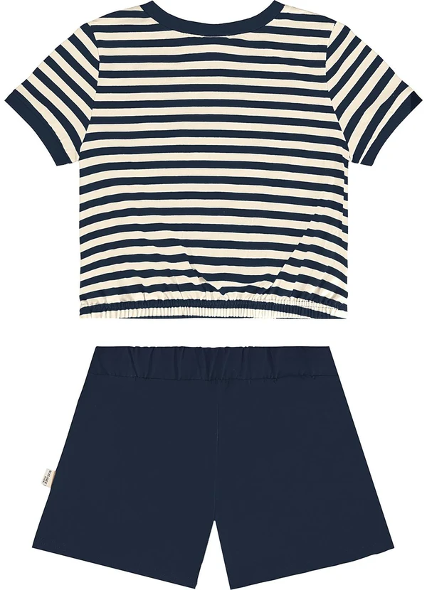 Malwee Kids - Conjunto Preto Listrado com Flor 2