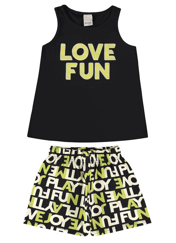 Malwee Kids - Conjunto Preto Love Fun Evasê