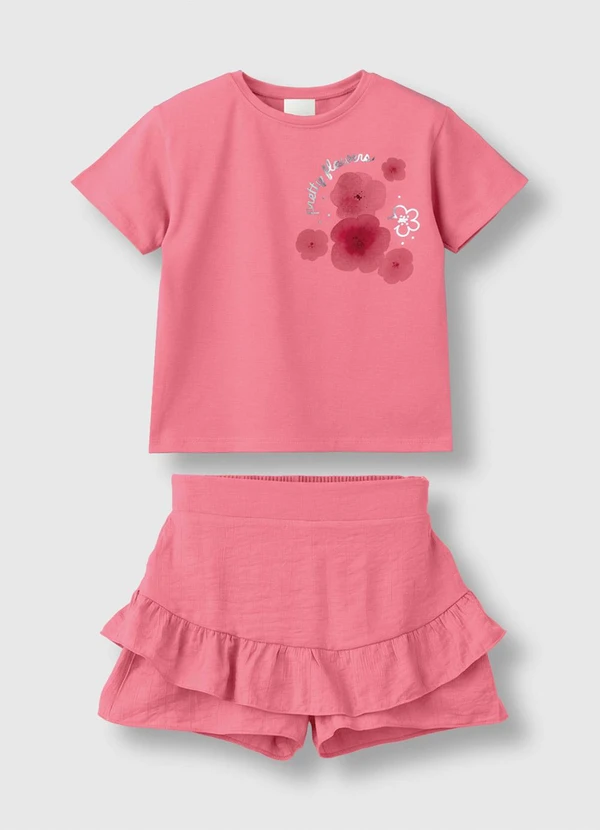 Carinhoso - Conjunto Pretty Flowers com Foil Rosa