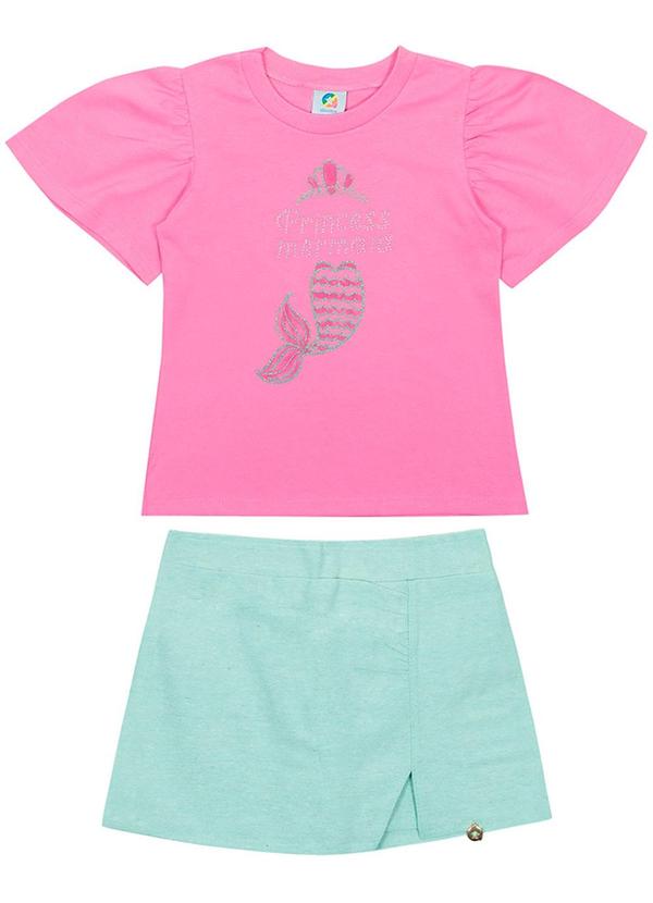 Alenice - Conjunto Princess Mermaid Meninas Rosa