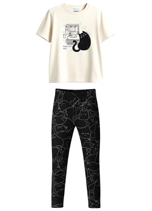 Malwee Kids - Conjunto Purr-Fect Mail em Malha Off White - MALWEE KIDS