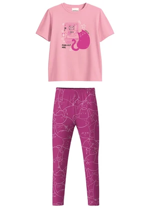 Malwee Kids - Conjunto Purr-Fect Mail em Malha Rosa Claro - MALWEE KIDS