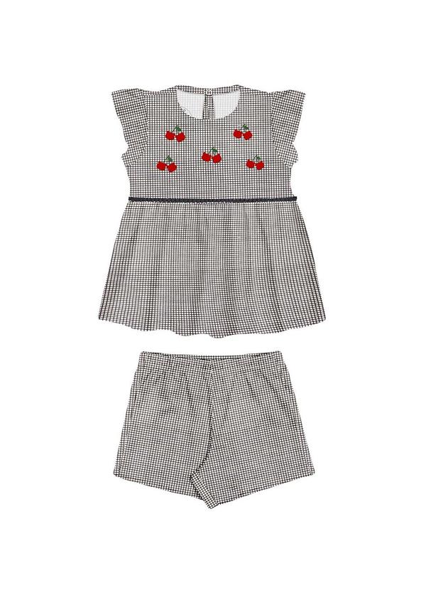 Alakazoo - Conjunto Quadriculado Bordados FrontaisPreto