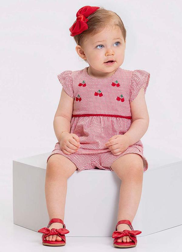 Alakazoo - Conjunto Quadriculado Bordados FrontaisVermelho