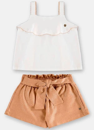 Up Baby - Conjunto Regata Algodão Short Linho Branco - UP BABY