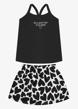 Rovi Kids - Conjunto Regata com Saia Cotton Preto - ROVI KIDS