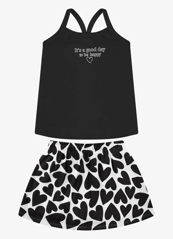 Rovi Kids - Conjunto Regata com Saia Cotton Preto