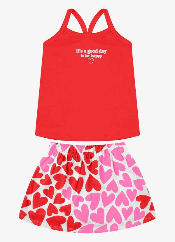 Rovi Kids - Conjunto Regata com Saia Cotton Vermelho