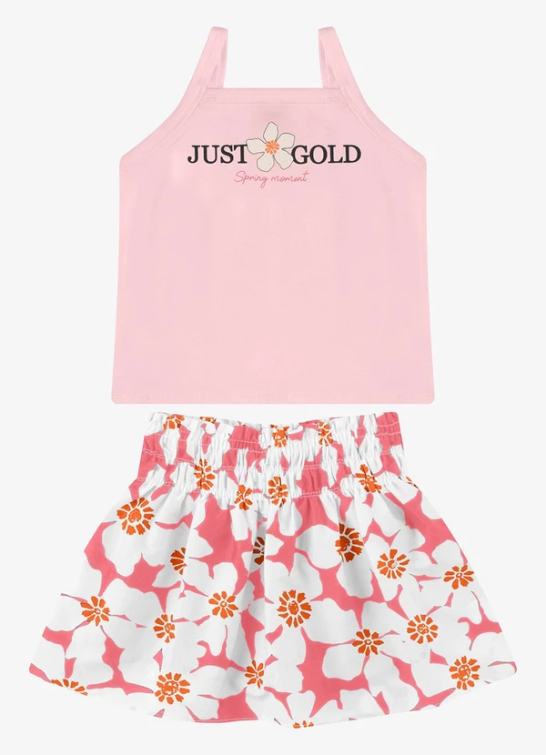 Rovi Kids - Conjunto Regata com Saia Rosa