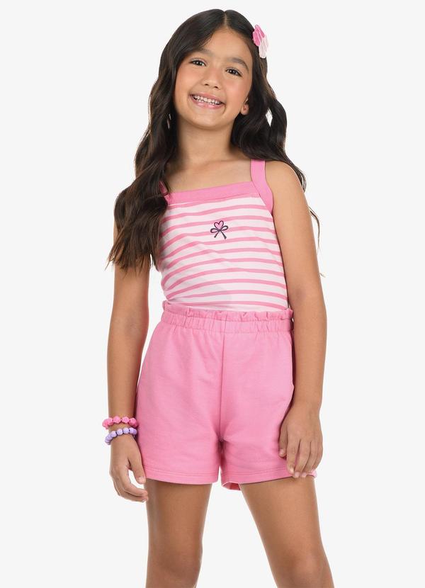 Rovi Kids - Conjunto Regata com Shorts Cotton Rosa