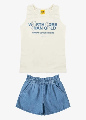 Rovi Kids - Conjunto Regata com Shorts Feminino Bege - ROVI KIDS