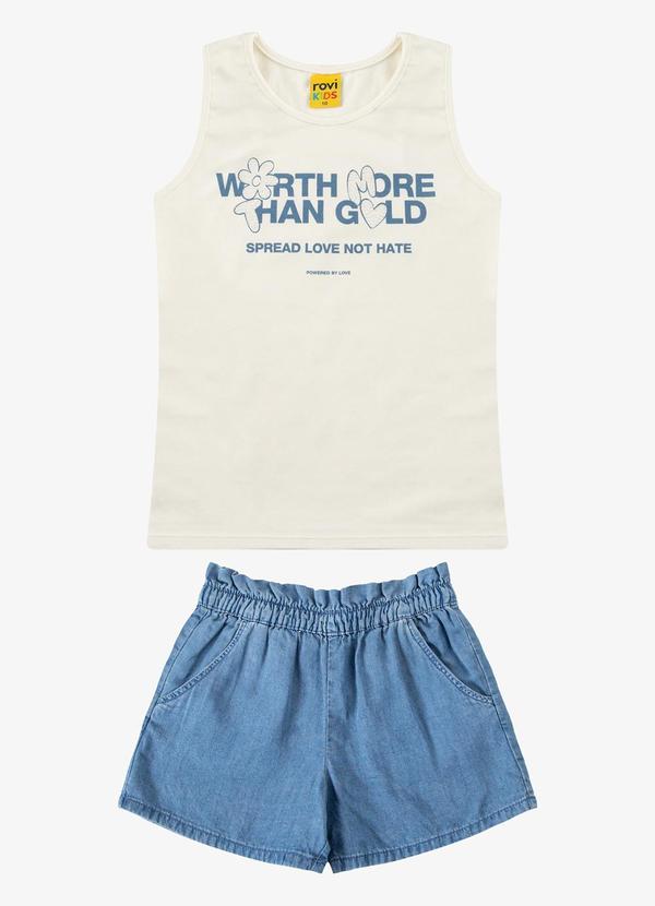 Rovi Kids - Conjunto Regata com Shorts Feminino Bege