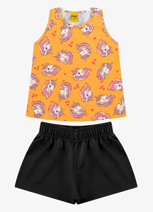 Rovi Kids - Conjunto Regata com Shorts Feminino Laranja - ROVI KIDS