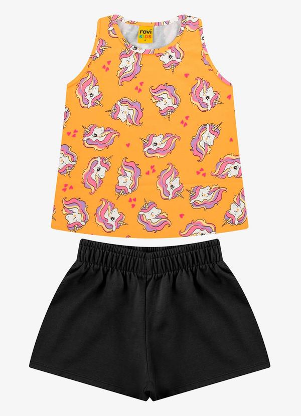 Rovi Kids - Conjunto Regata com Shorts Feminino Laranja