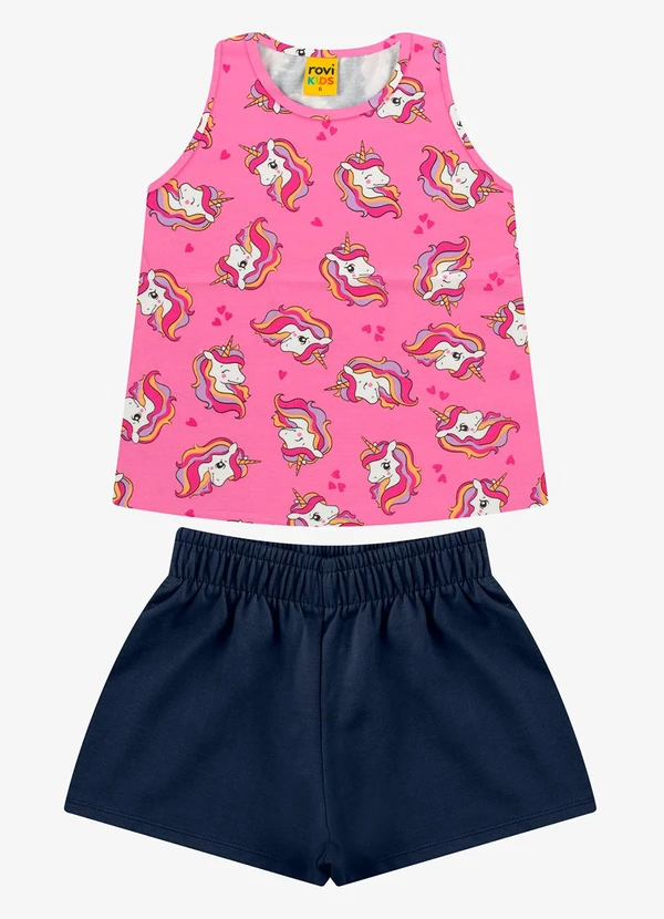 Rovi Kids - Conjunto Regata com Shorts Feminino Rosa