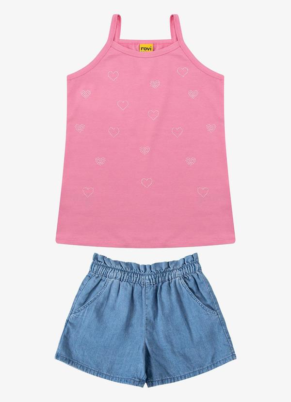 Rovi Kids - Conjunto Regata com Shorts Feminino Rosa