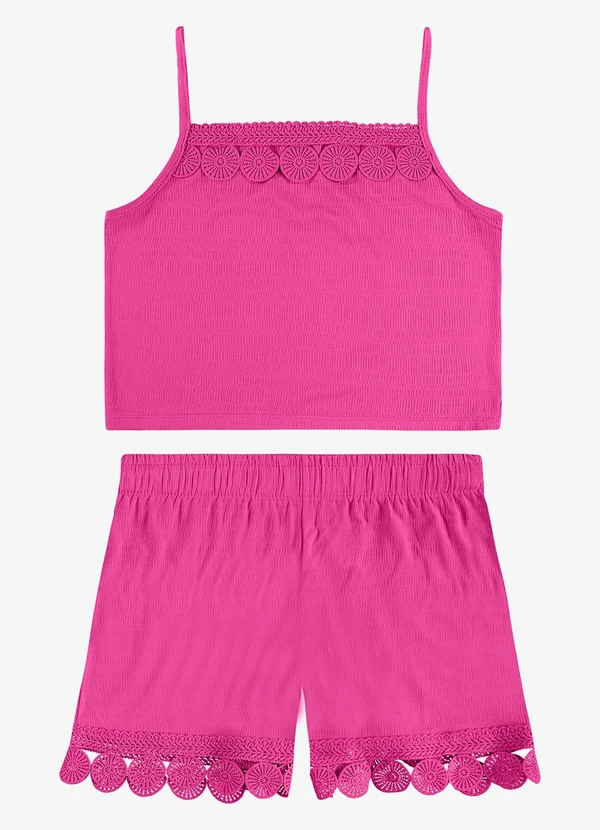 Rovi Kids - Conjunto Regata com Shorts Infantil Rosa