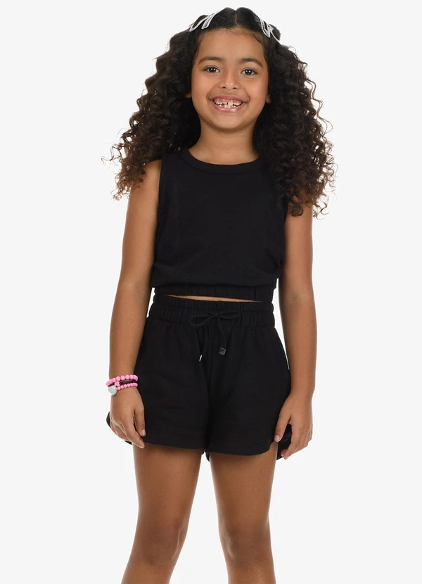 Rovi Kids - Conjunto Regata com Shorts Malhão Fruit Preto