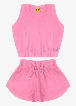 Rovi Kids - Conjunto Regata com Shorts Malhão Fruit Rosa - ROVI KIDS