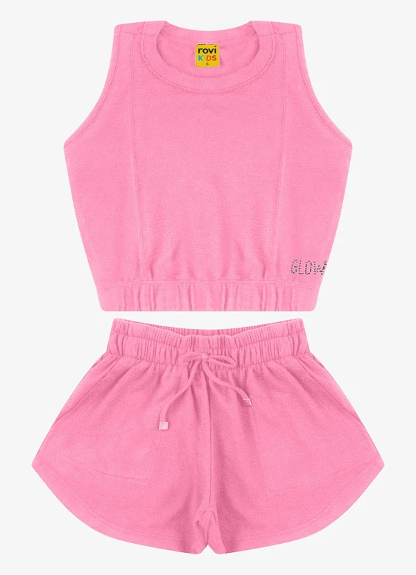 Rovi Kids - Conjunto Regata com Shorts Malhão Fruit Rosa