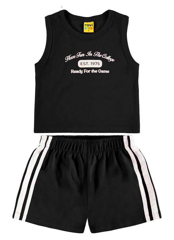 Rovi Kids - Conjunto Regata com Shorts Ribana 2x1 Preto